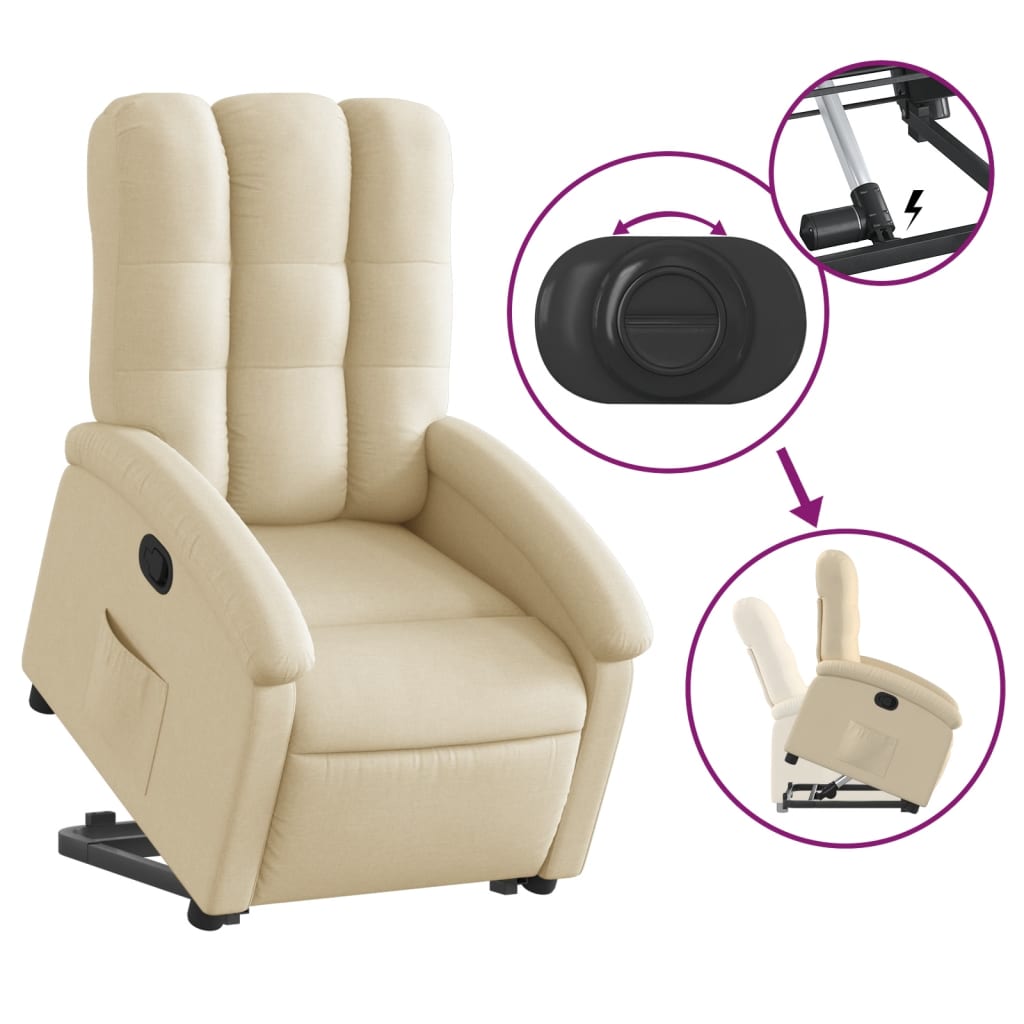 vidaXL Fauteuil inclinable Crème Tissu