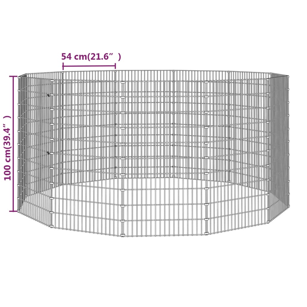 vidaXL Enclos d'animaux en liberté 12 panneaux 54x100 cm fer galvanisé