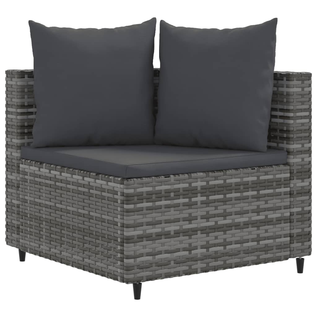 vidaXL Salon de jardin avec coussins 7 pcs gris résine tressée