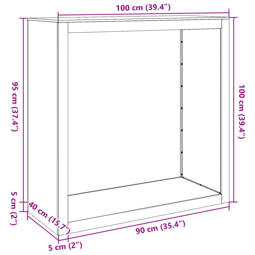 vidaXL Portant de bois de chauffage 100x40x100 cm acier inoxydable