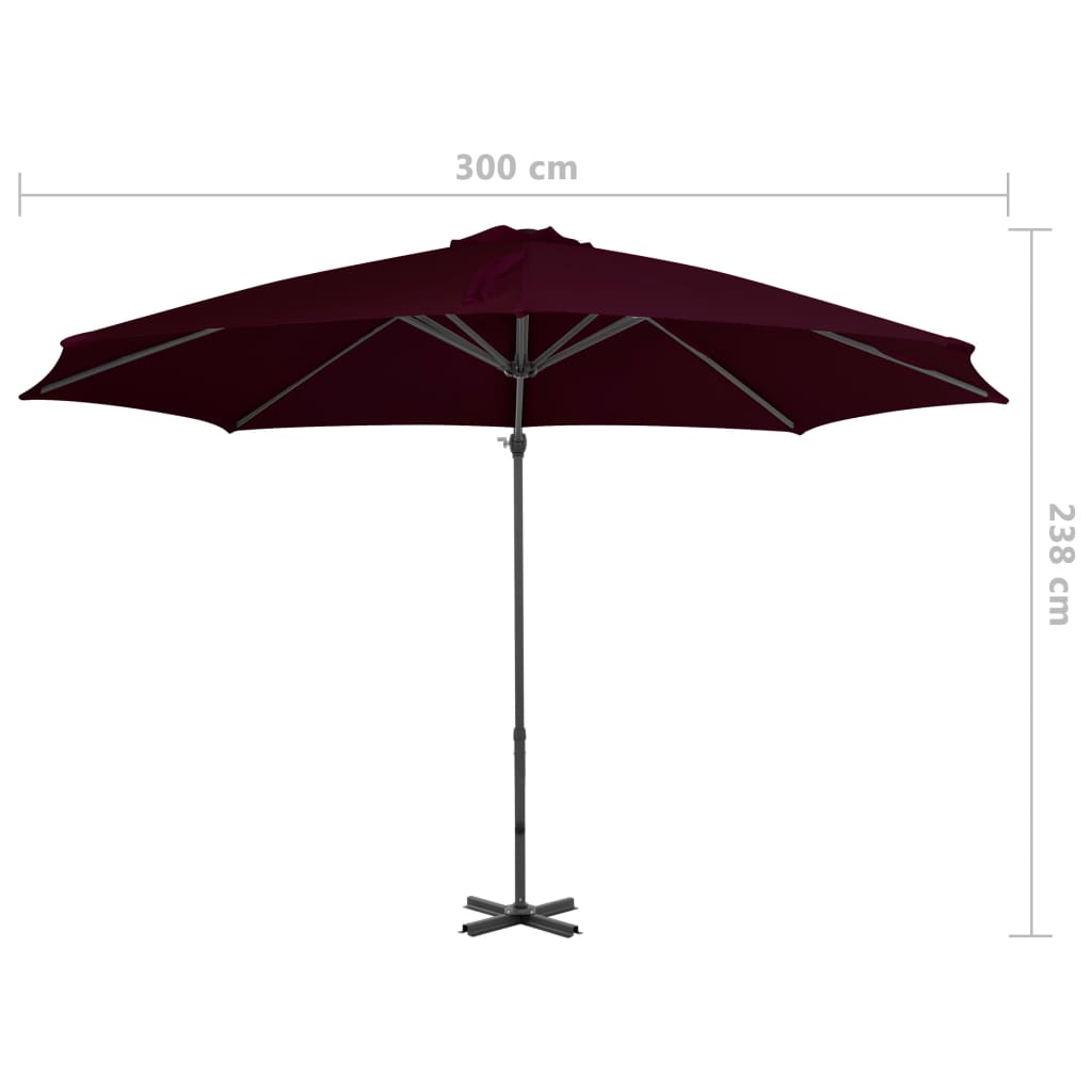 vidaXL Parasol de jardin en porte-à-faux avec mât en aluminium rouge