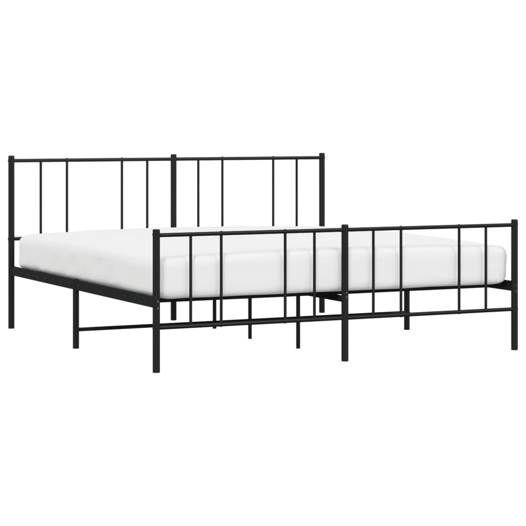 vidaXL Cadre de lit métal sans matelas avec pied de lit noir 180x200cm