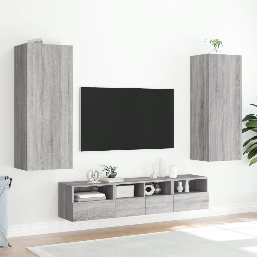 vidaXL Meuble TV mural sonoma gris 40,5x30x102 cm bois d'ingénierie