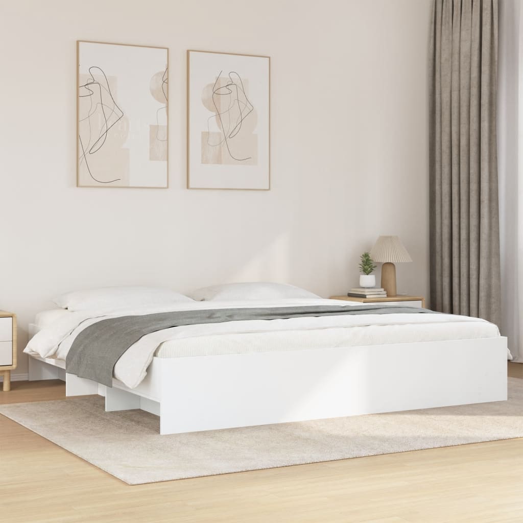 vidaXL Cadre de lit sans matelas blanc 200x200 cm bois d'ingénierie