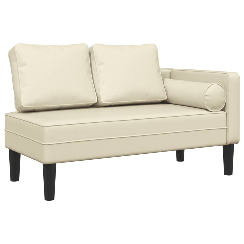 vidaXL Chaise longue avec coussins crème similicuir