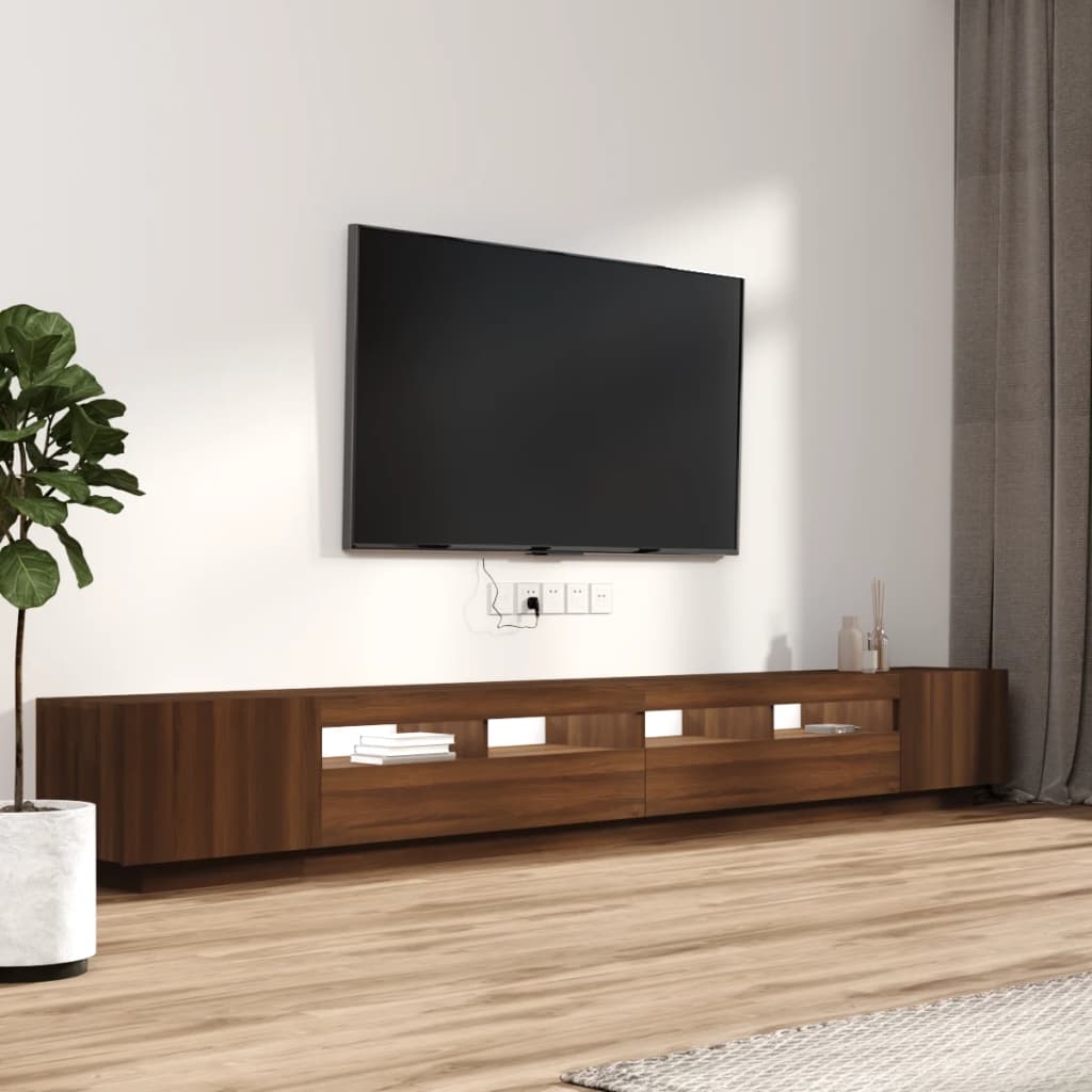 vidaXL Ensemble de meubles TV avec lumières LED 3 pcs Chêne marron