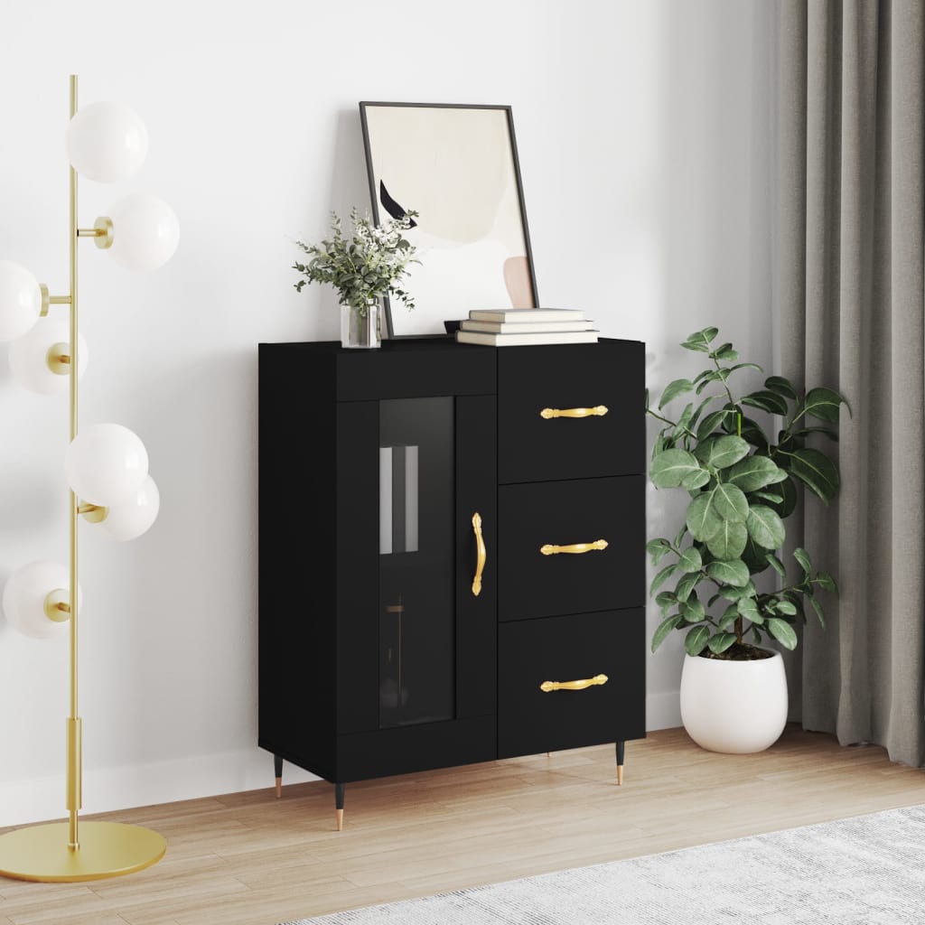 vidaXL Buffet noir 69,5x34x90 cm bois d'ingénierie