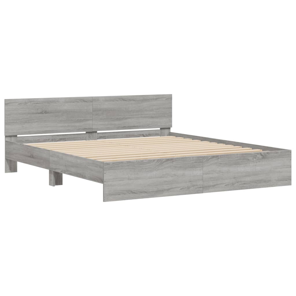 vidaXL Cadre de lit sans matelas sonoma gris 200x200 cm