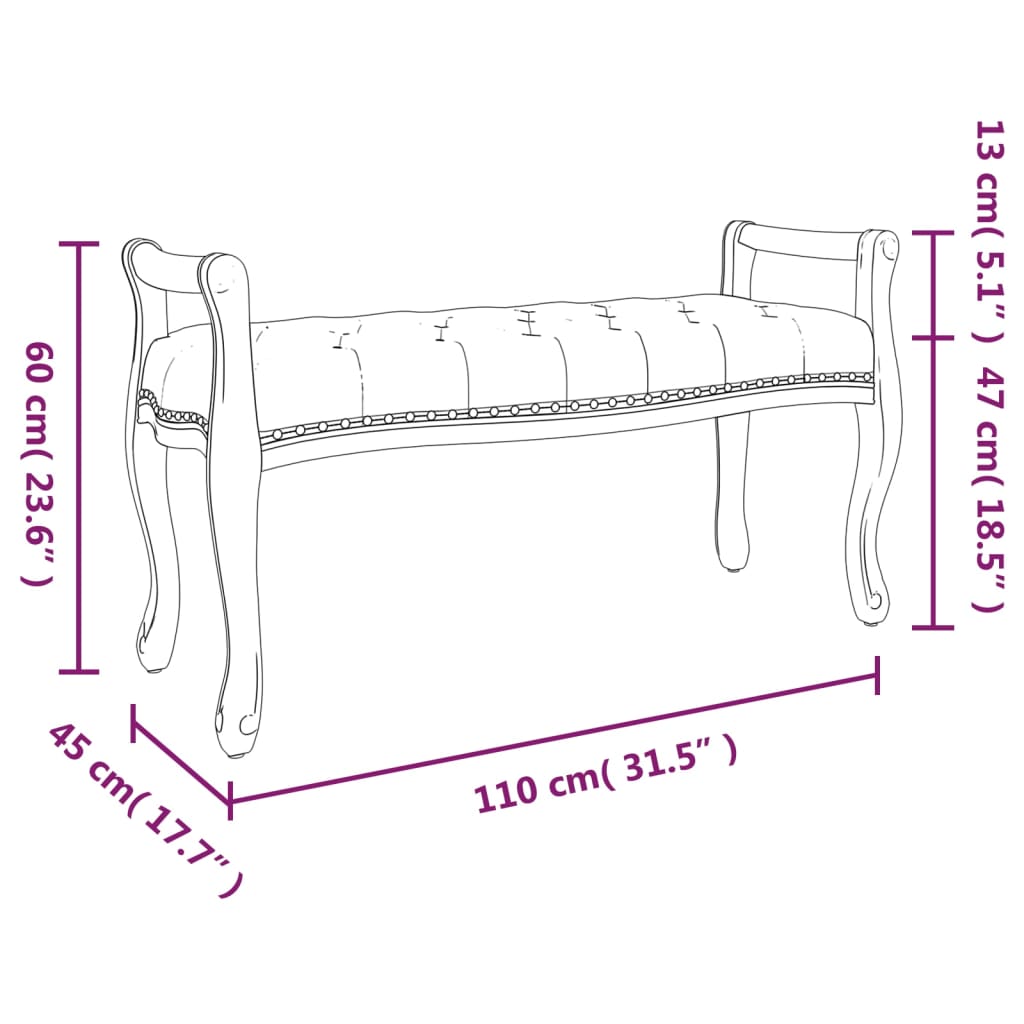 vidaXL Banc Rose 110x45x60 cm Velours