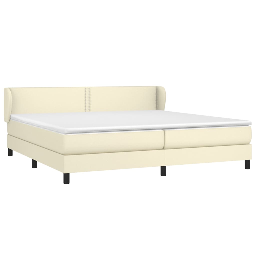 vidaXL Sommier à lattes de lit avec matelas Crème 200x200cm Similicuir