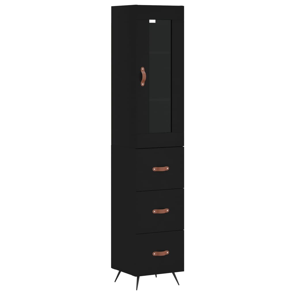 vidaXL Buffet haut Noir 34,5x34x180 cm Bois d'ingénierie