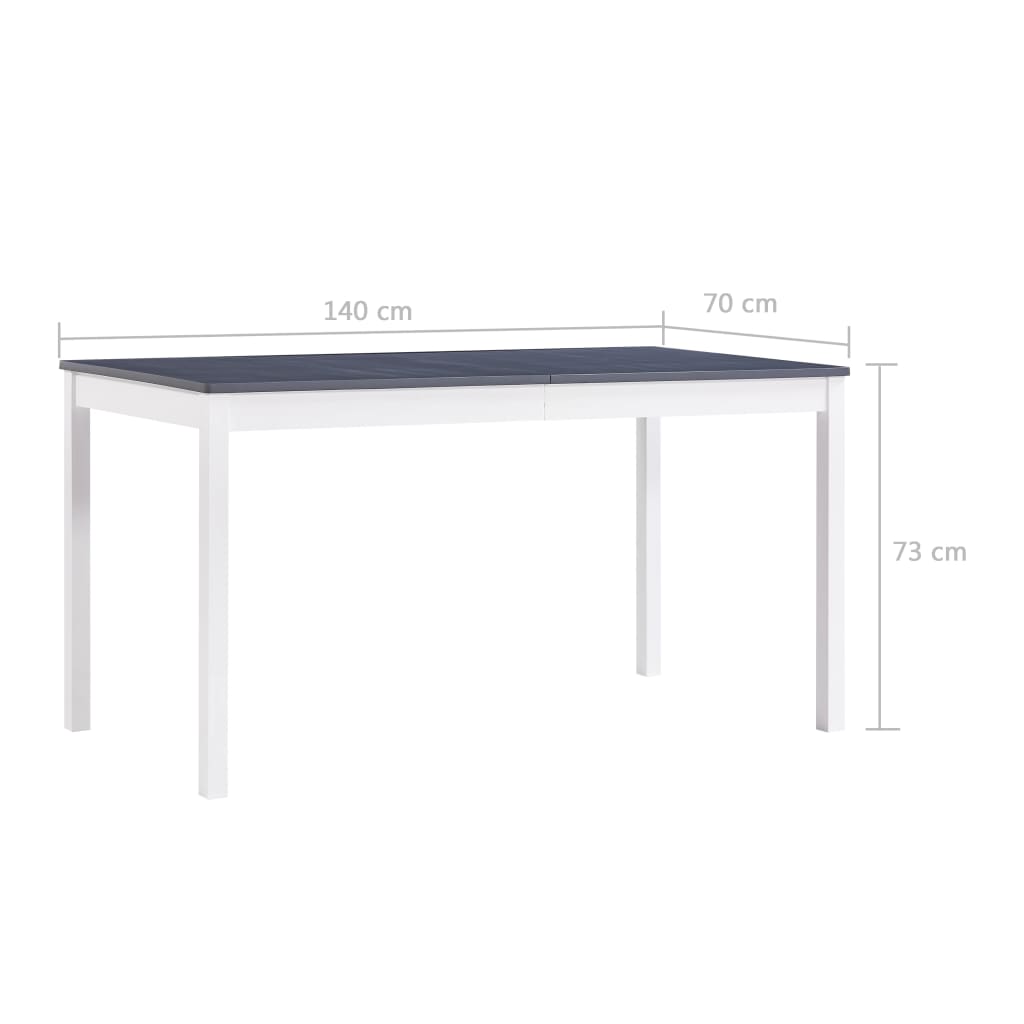 vidaXL Table à manger Blanc et gris 140x70x73 cm Bois de pin