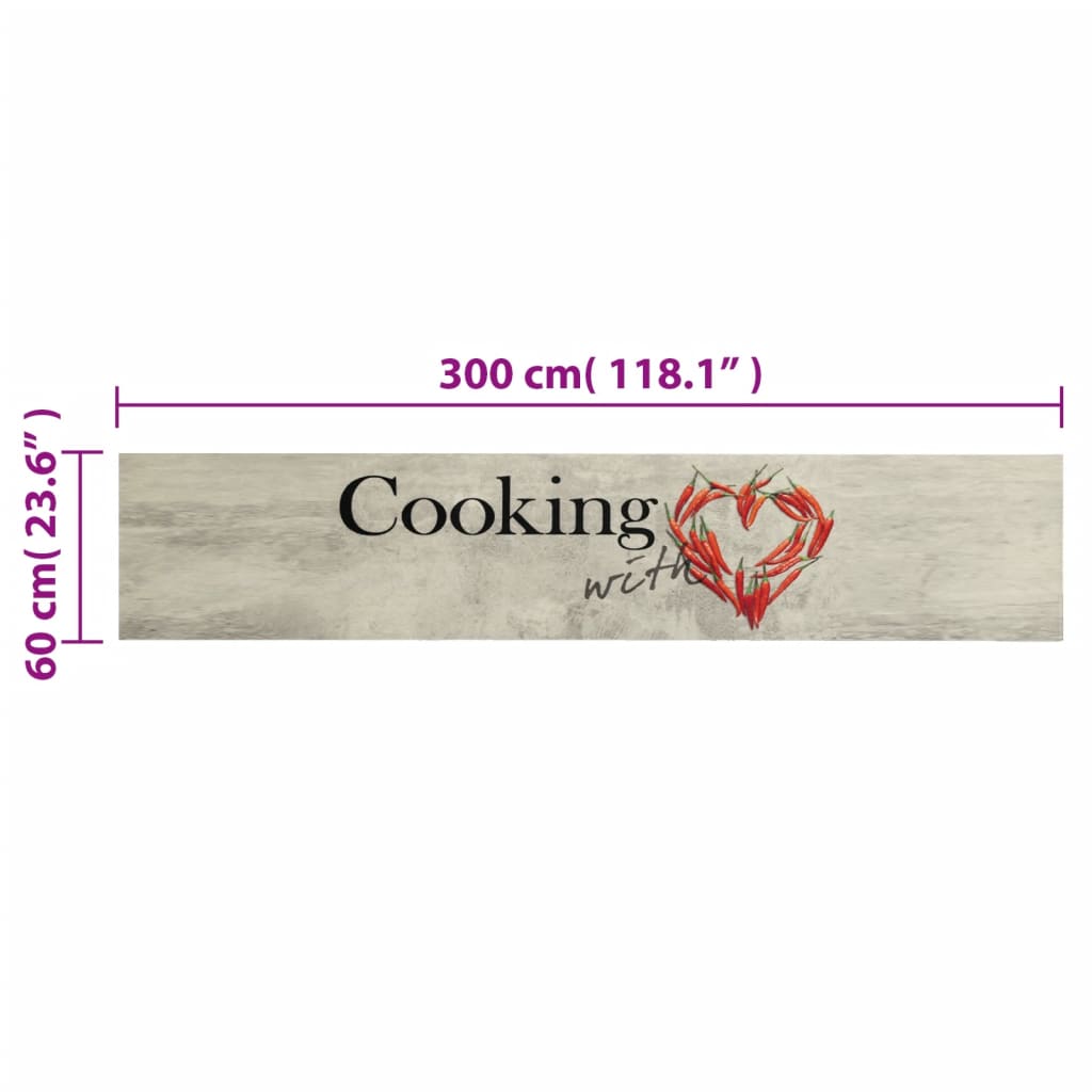 vidaXL Tapis de cuisine lavable imprimé de piment Cooking 60x300 cm