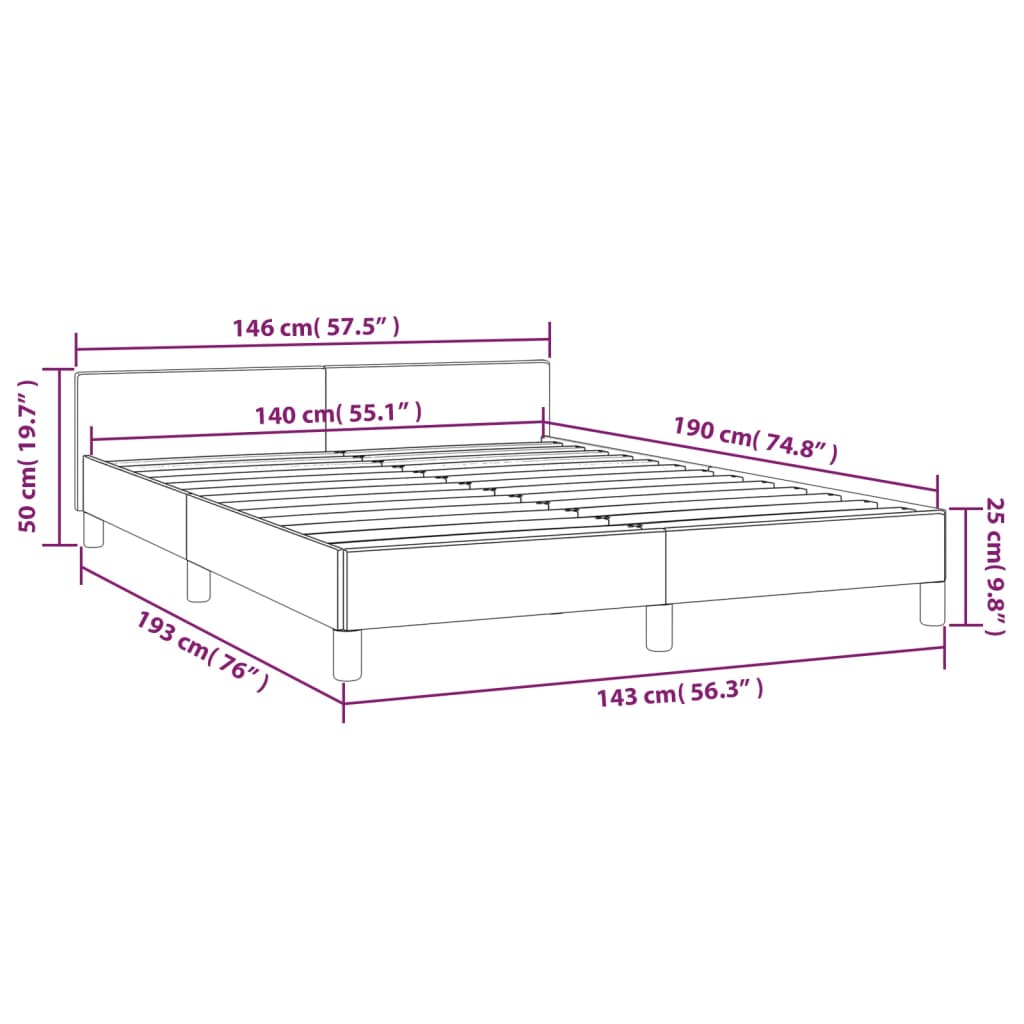 vidaXL Cadre de lit sans matelas bleu foncé 140x190 cm velours