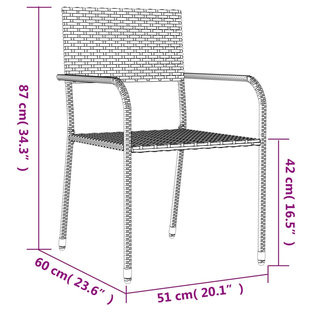 vidaXL Ensemble à manger de jardin 7 pcs noir résine tressée et acier