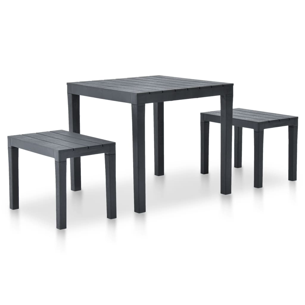 vidaXL Table de jardin avec 2 bancs Plastique Anthracite