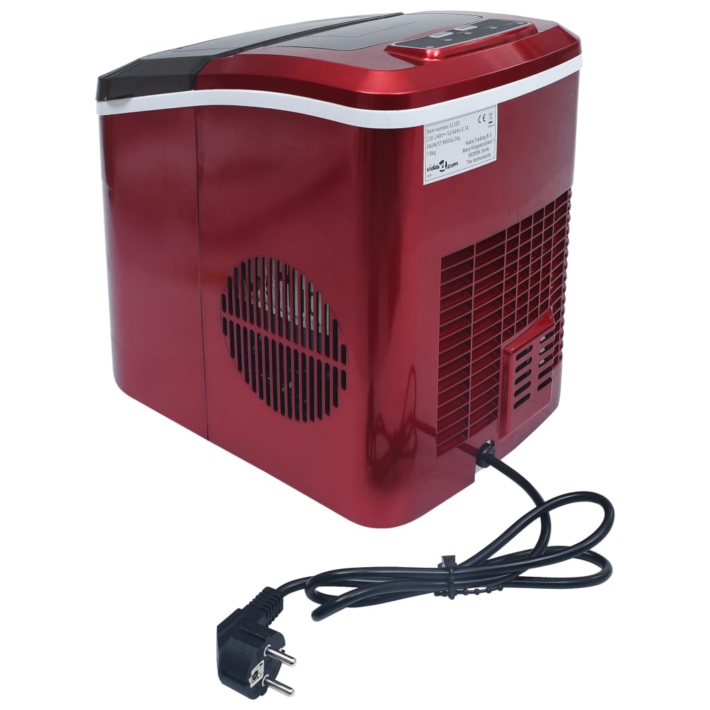 vidaXL Appareil à glaçons Rouge 2,4 L 15 kg / 24 h