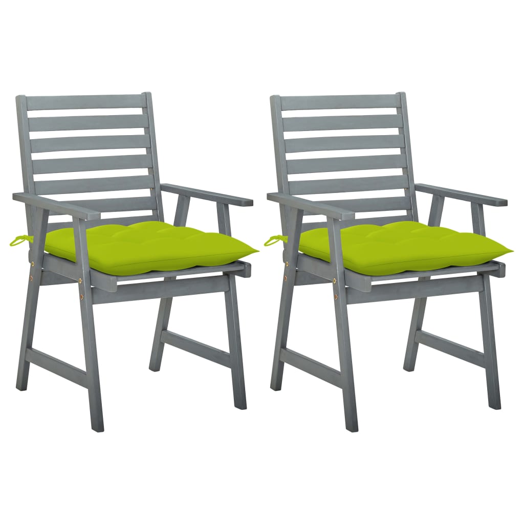 vidaXL Chaises à manger d'extérieur lot de 2 et coussins Acacia massif