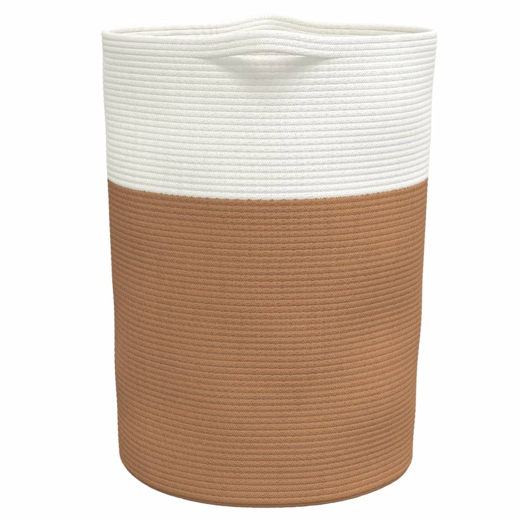 vidaXL Panier de rangement marron et blanc Ø49x65 cm coton