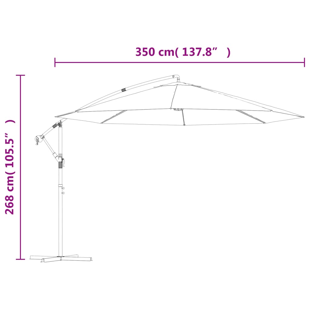 vidaXL Parasol de jardin en porte-à-faux et poteau en aluminium