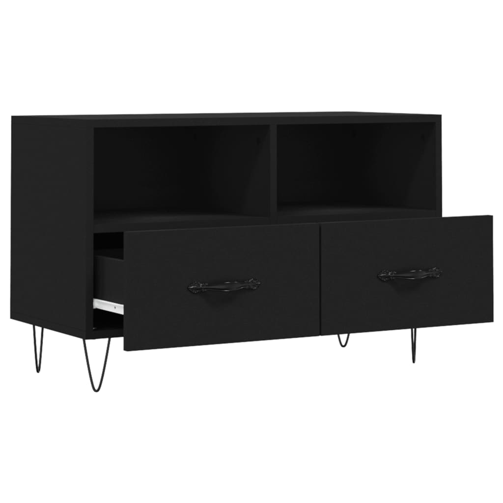 vidaXL Meuble TV Noir 80x36x50 cm Bois d'ingénierie