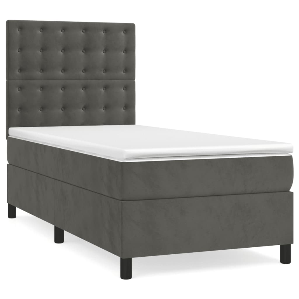 vidaXL Sommier à lattes de lit et matelas et LED Gris foncé 90x200 cm