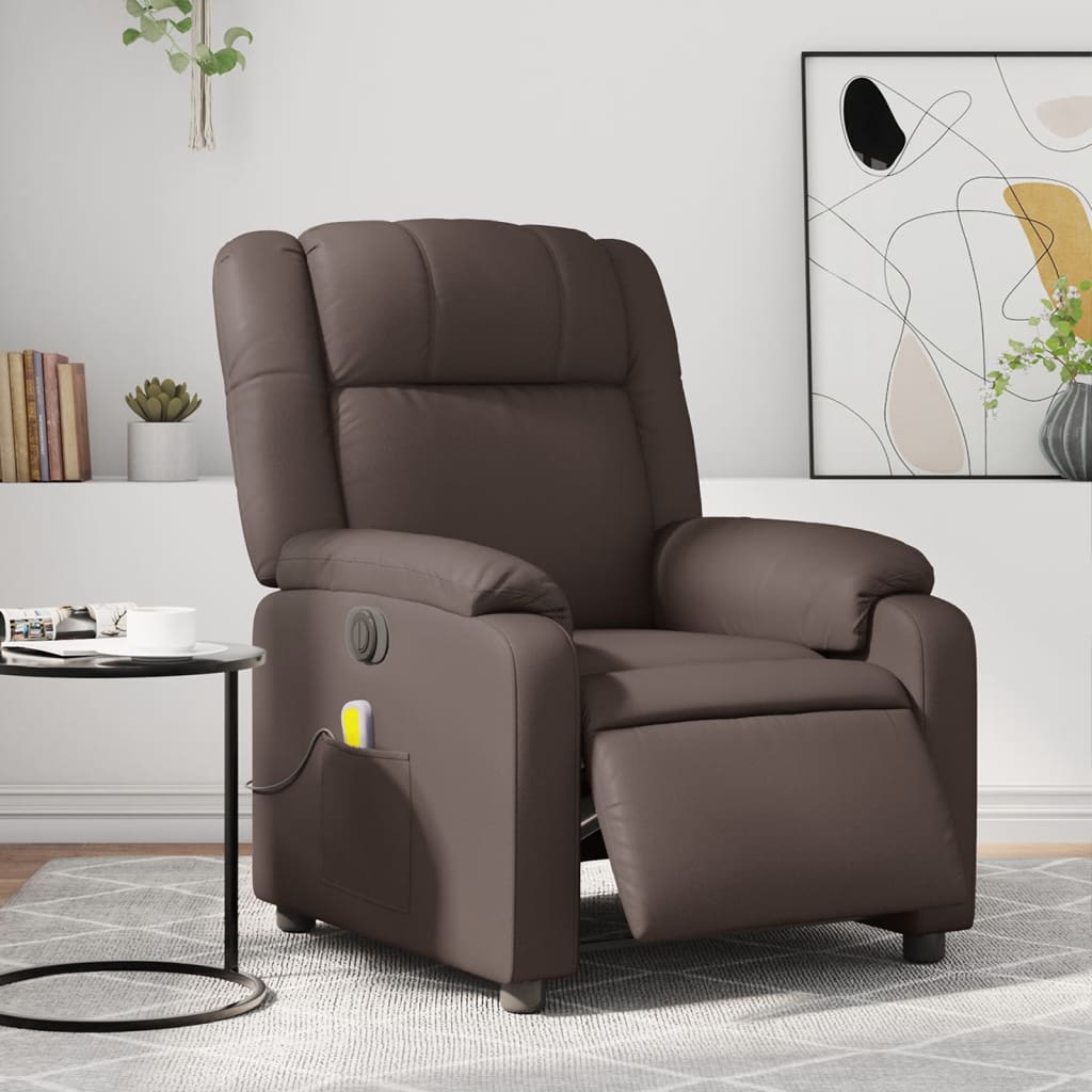 vidaXL Fauteuil de massage inclinable électrique marron similicuir