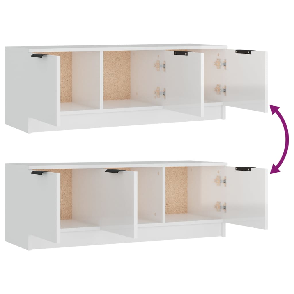 vidaXL Meuble TV Blanc brillant 102x35x36,5 cm Bois d'ingénierie