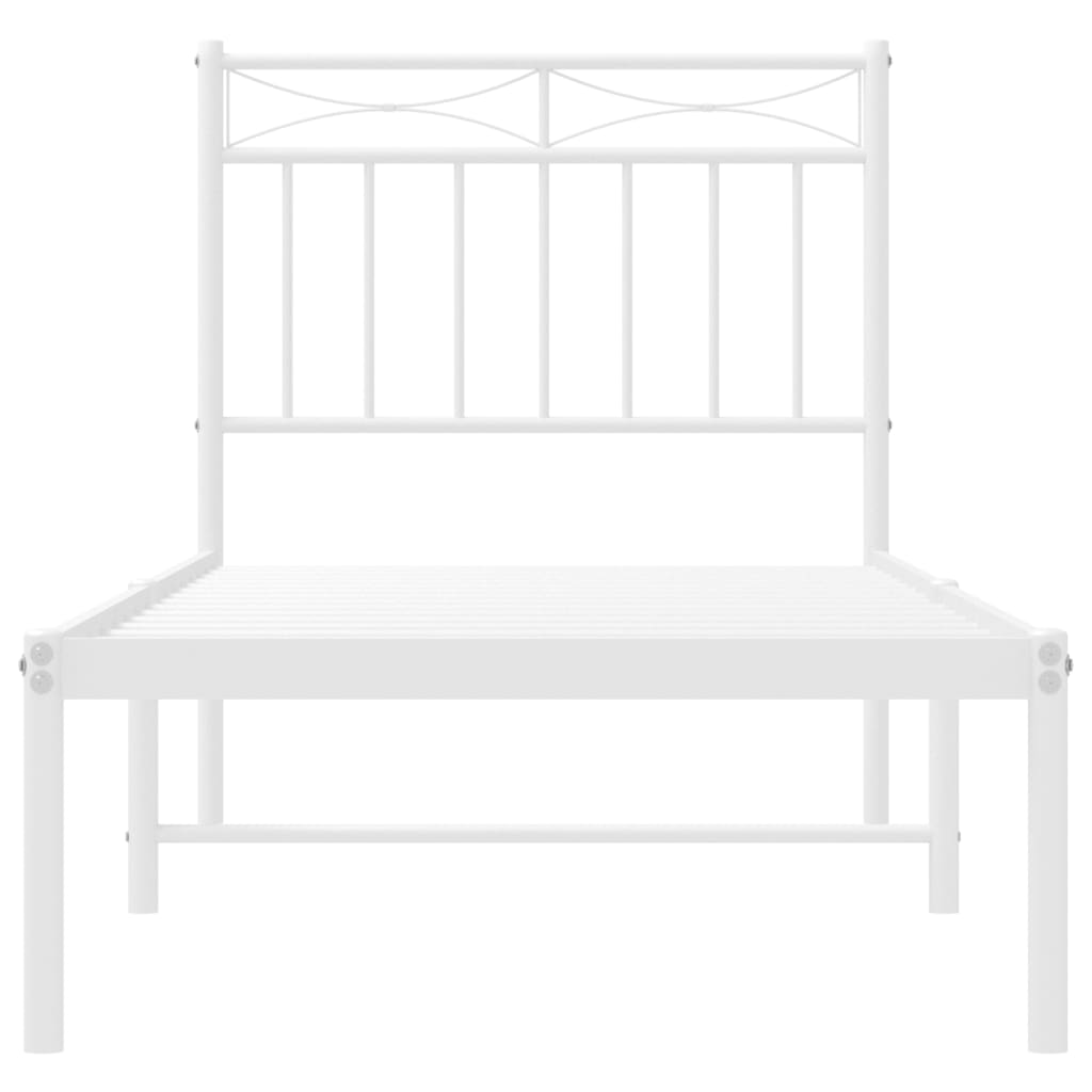 vidaXL Cadre de lit métal sans matelas avec tête de lit blanc 75x190cm