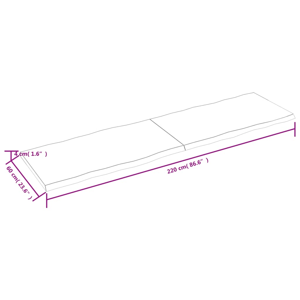 vidaXL Dessus de table bois massif non traité bordure assortie