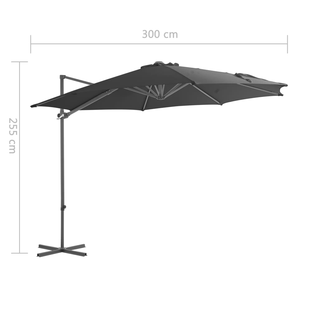 vidaXL Parasol de jardin en porte-à-faux avec mât en acier anthracite