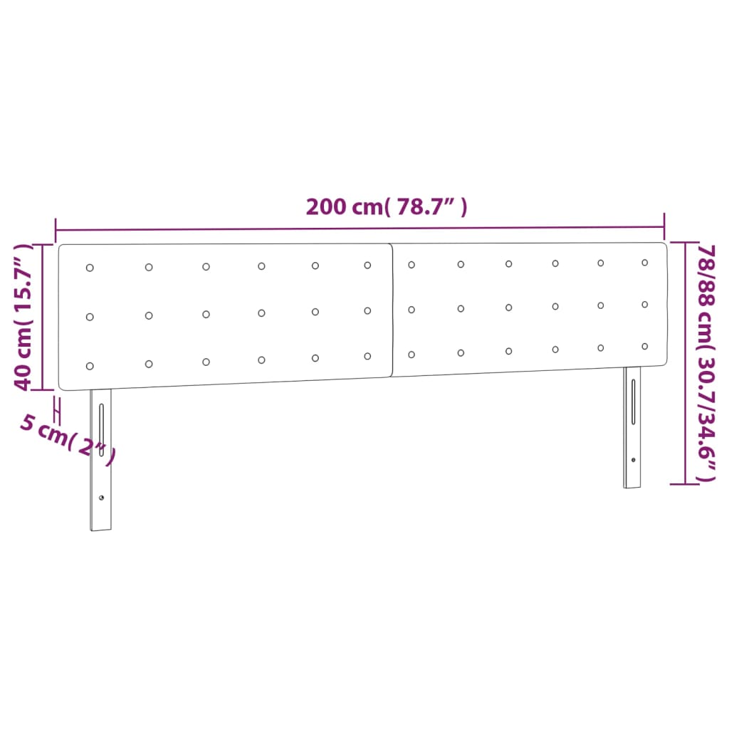 vidaXL Têtes de lit 2 pcs Noir 100x5x78/88 cm Similicuir