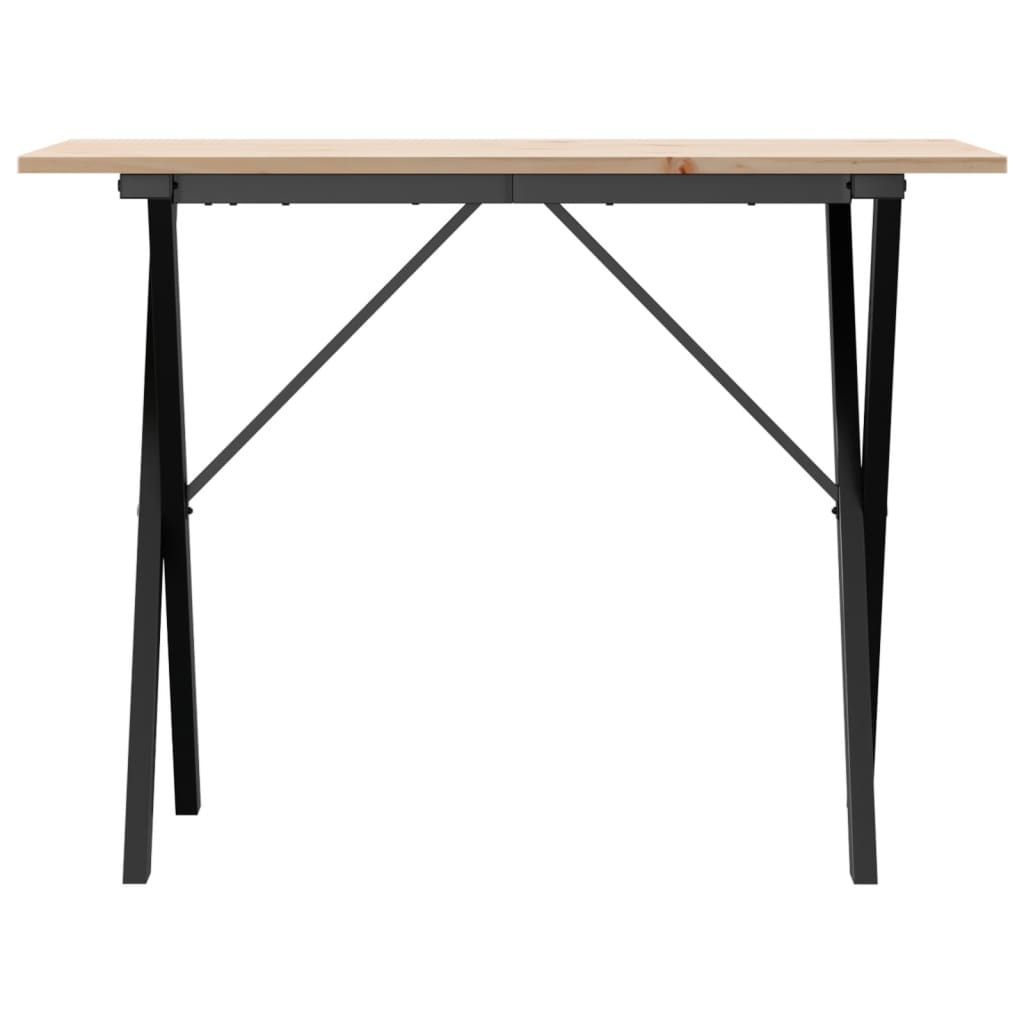 vidaXL Table à manger cadre en X 100x50x75 cm bois de pin massif fonte