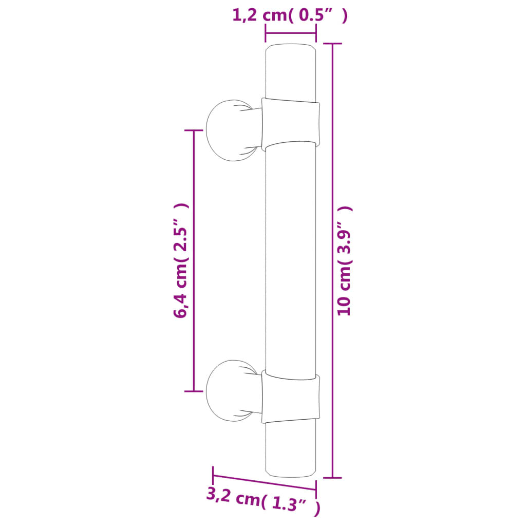 vidaXL Poignées d'armoire 20 pcs bronze 64 mm acier inoxydable