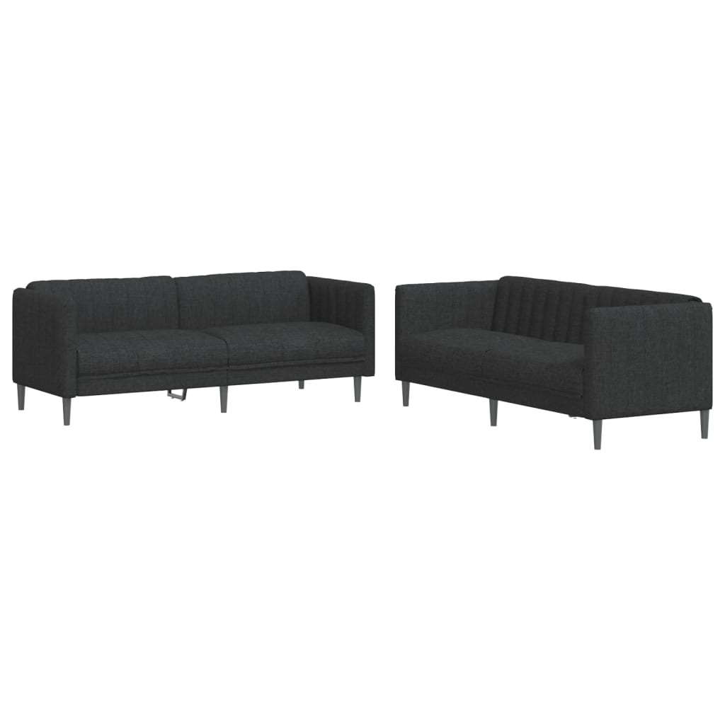 vidaXL Ensemble de canapés 2 pcs noir tissu