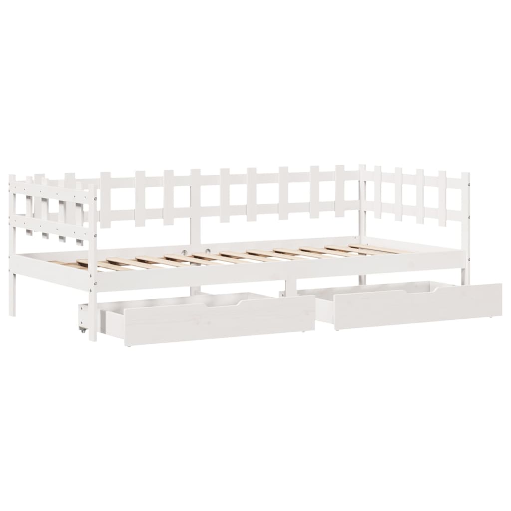 vidaXL Lit de jour avec tiroirs blanc 90x190 cm bois de pin massif