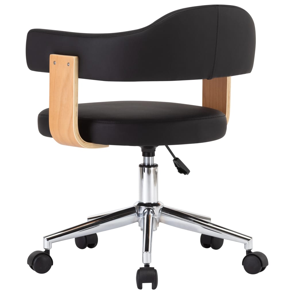 vidaXL Chaise pivotante de bureau Noir Bois courbé et similicuir