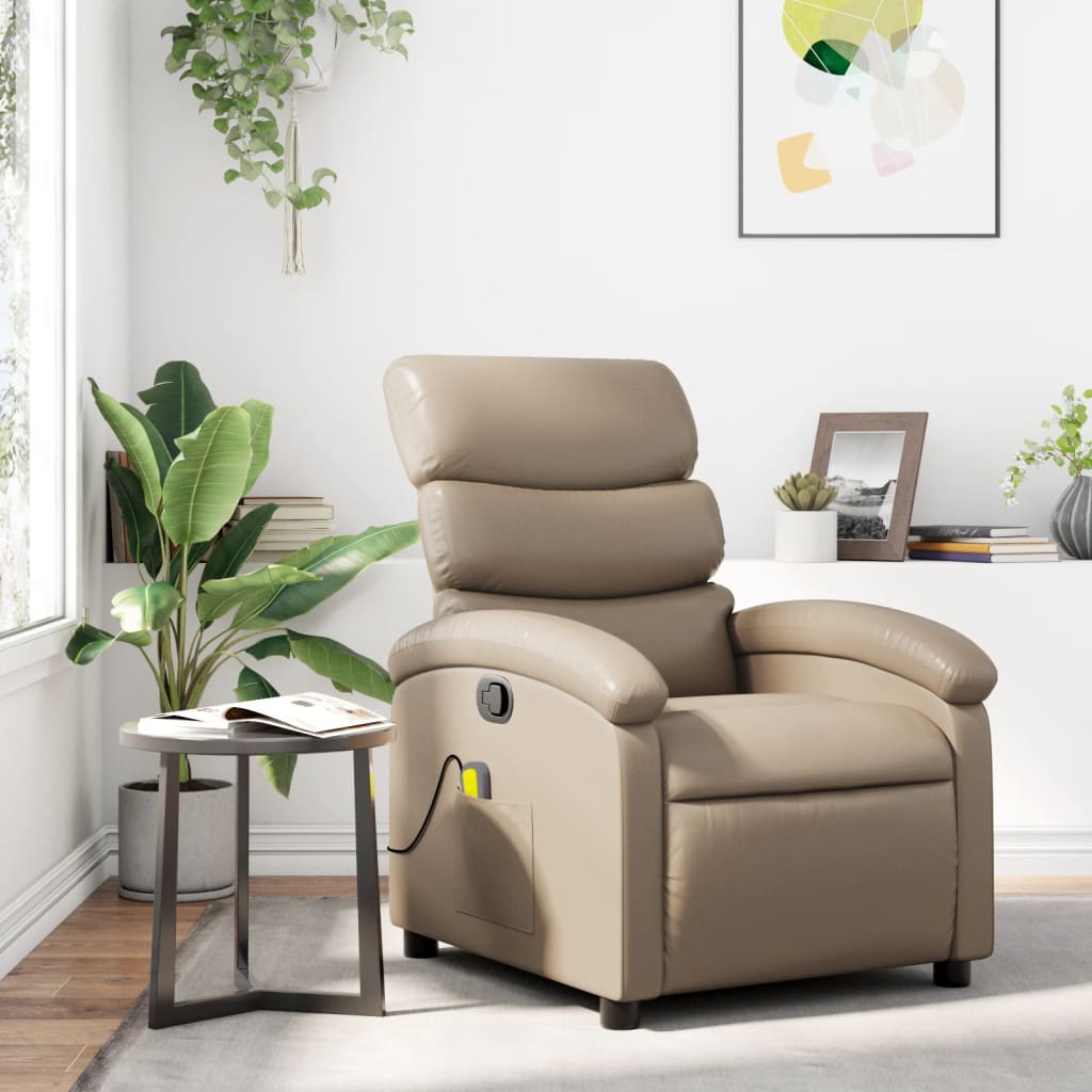 vidaXL Fauteuil de massage inclinable Cappuccino Similicuir