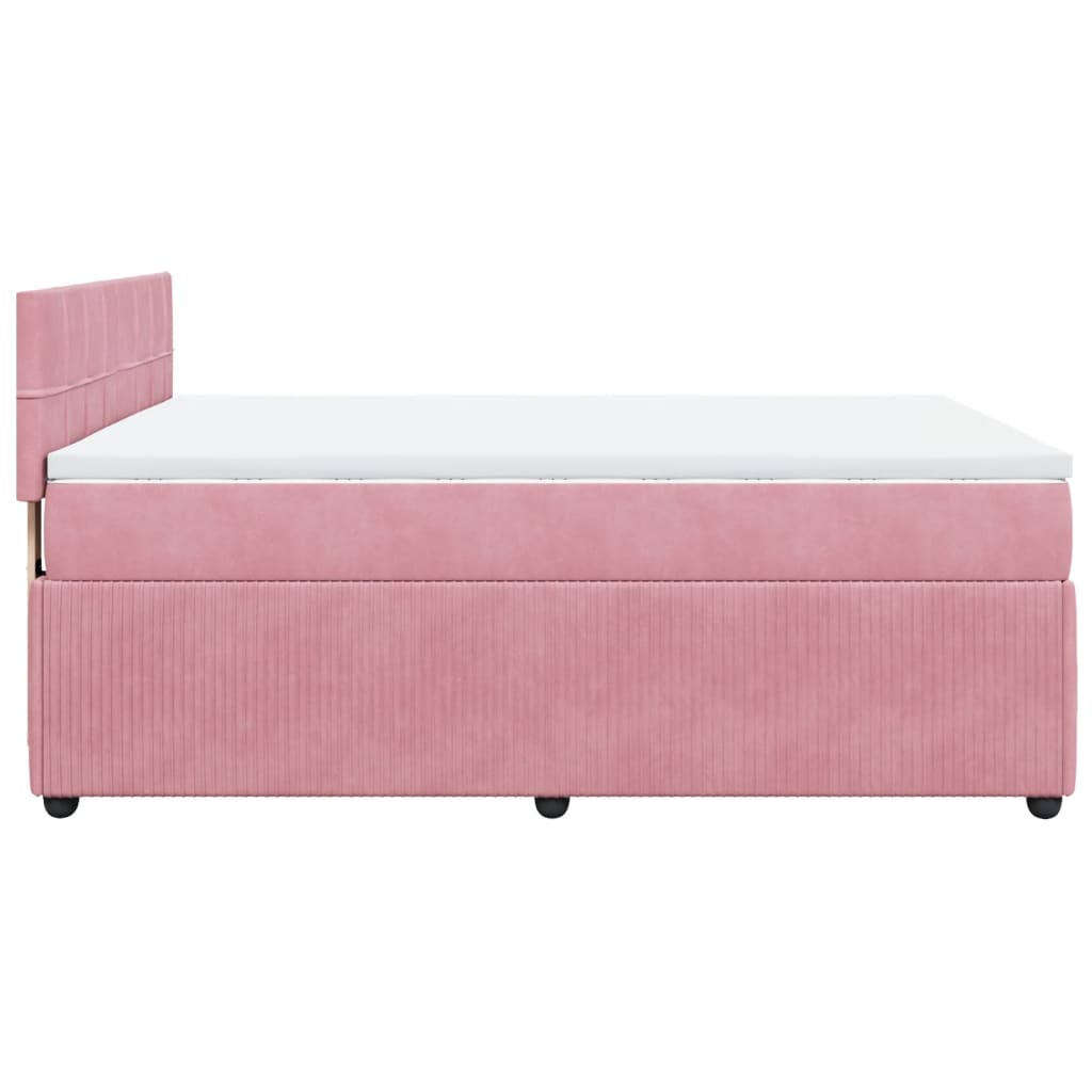 vidaXL Sommier à lattes de lit avec matelas Rose 140x200 cm Velours