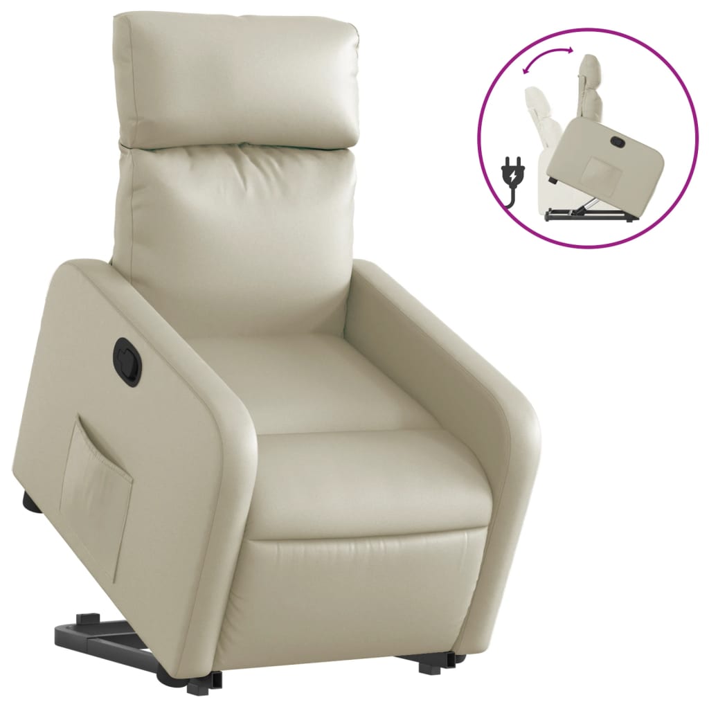 vidaXL Fauteuil inclinable Crème Similicuir