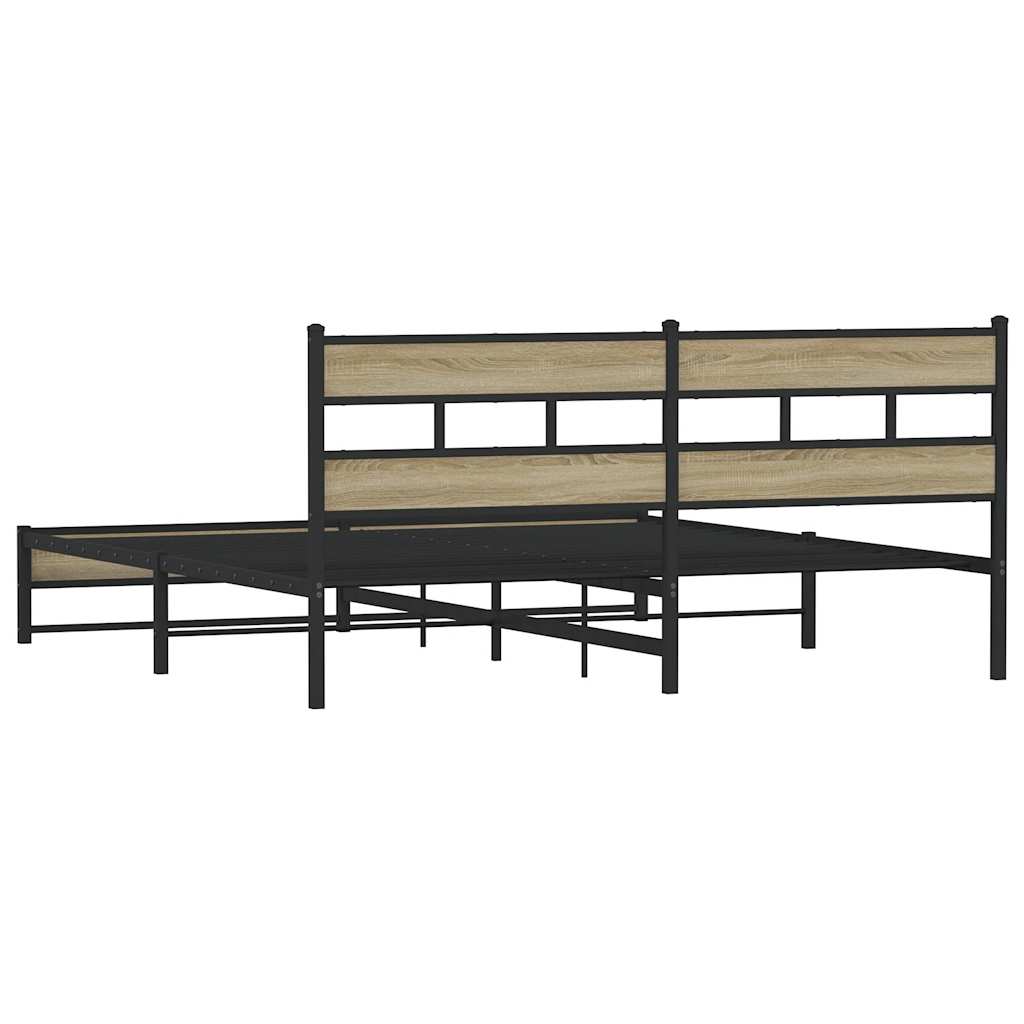 vidaXL Cadre de lit en métal sans matelas chêne sonoma 200x200 cm