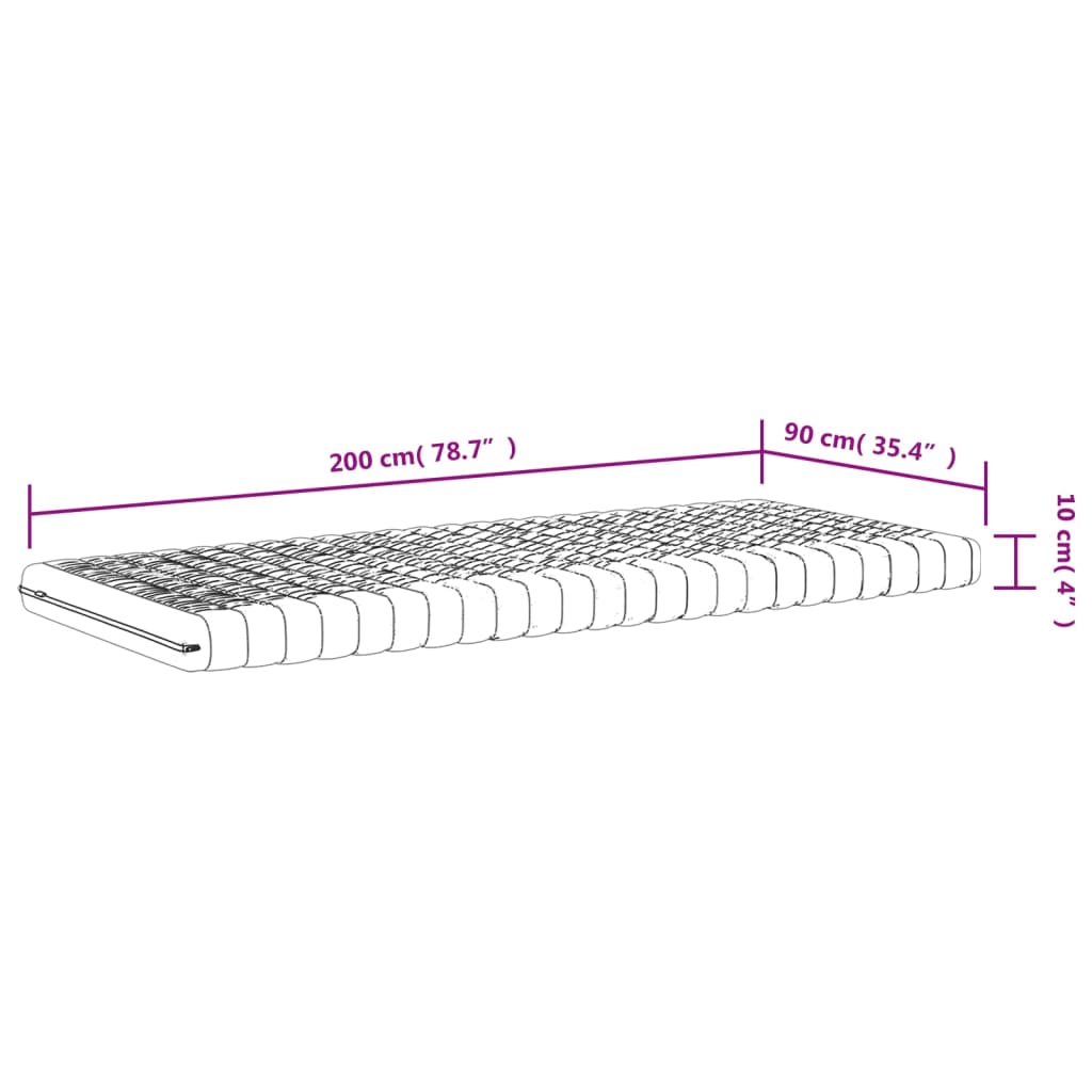 vidaXL Matelas en mousse blanc 90x200 cm 7 zones dureté 20 ILD