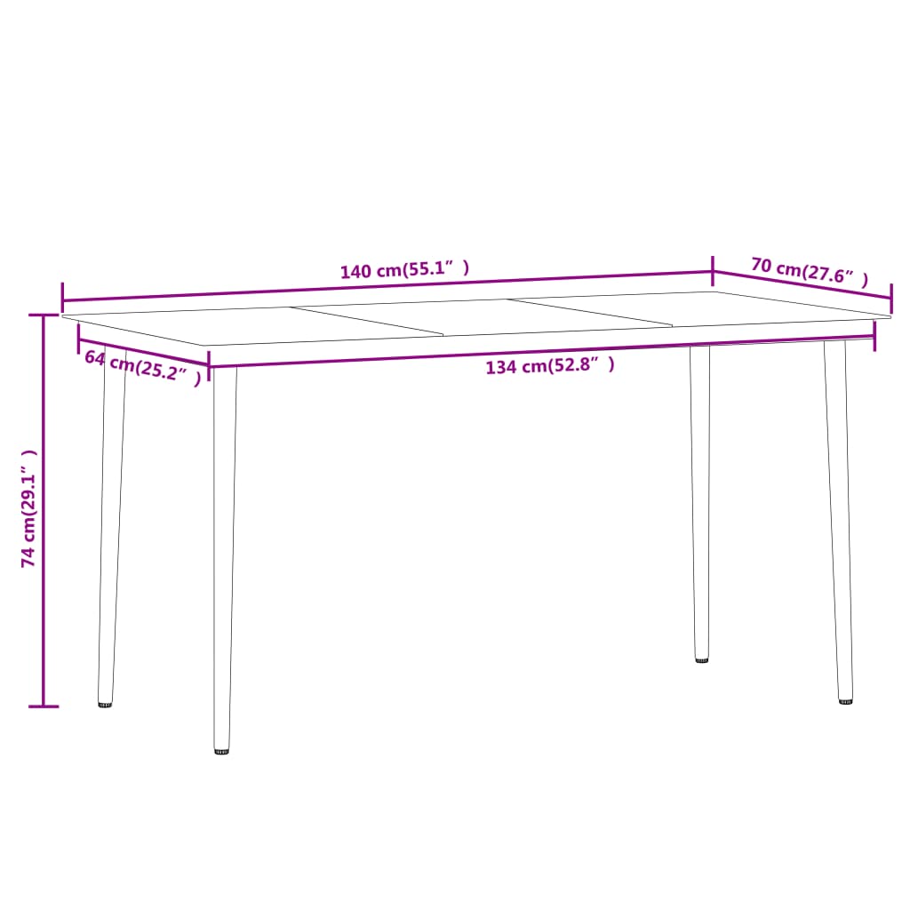 vidaXL Ensemble à manger de jardin 7 pcs Chêne