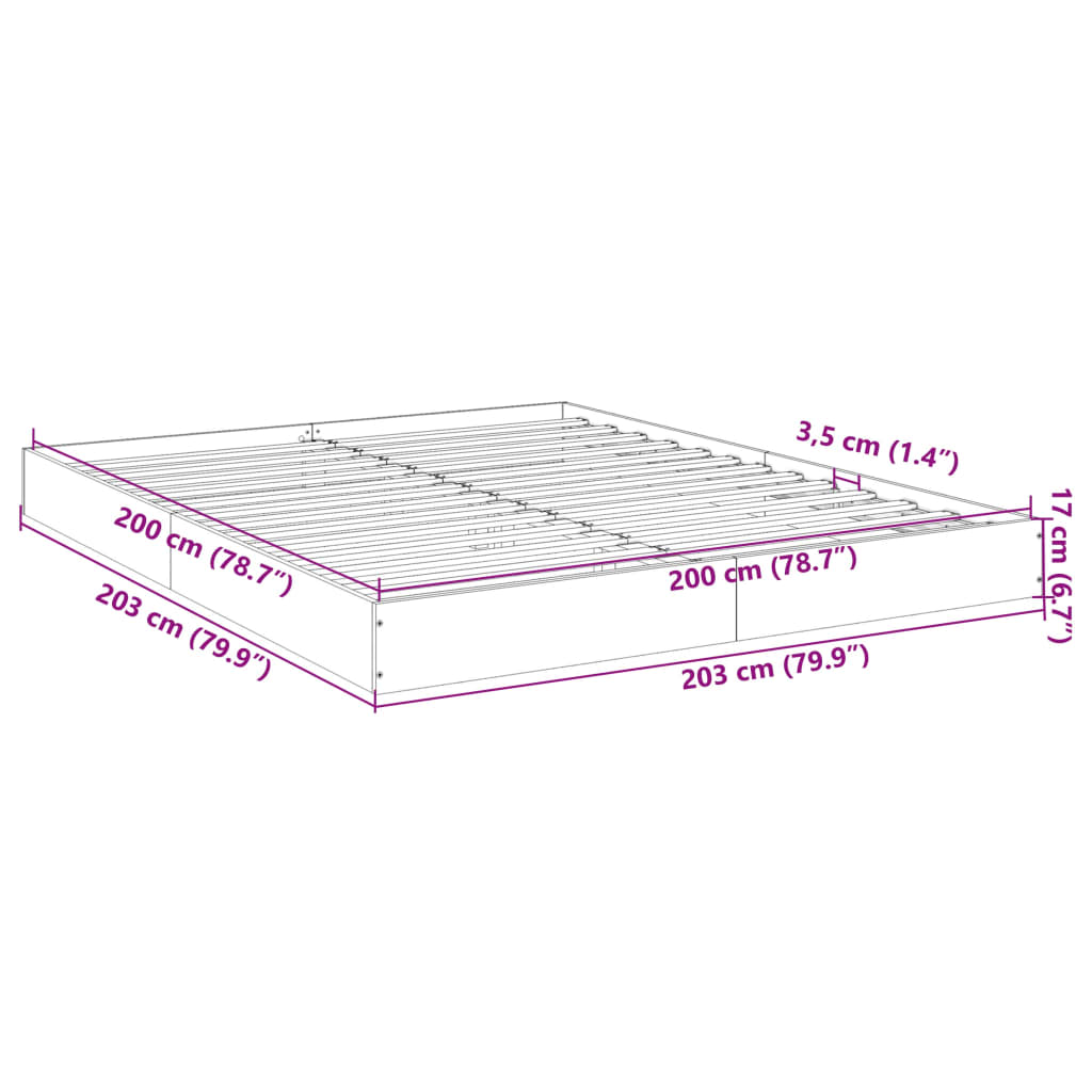 vidaXL Cadre de lit sans matelas chêne sonoma 200x200 cm