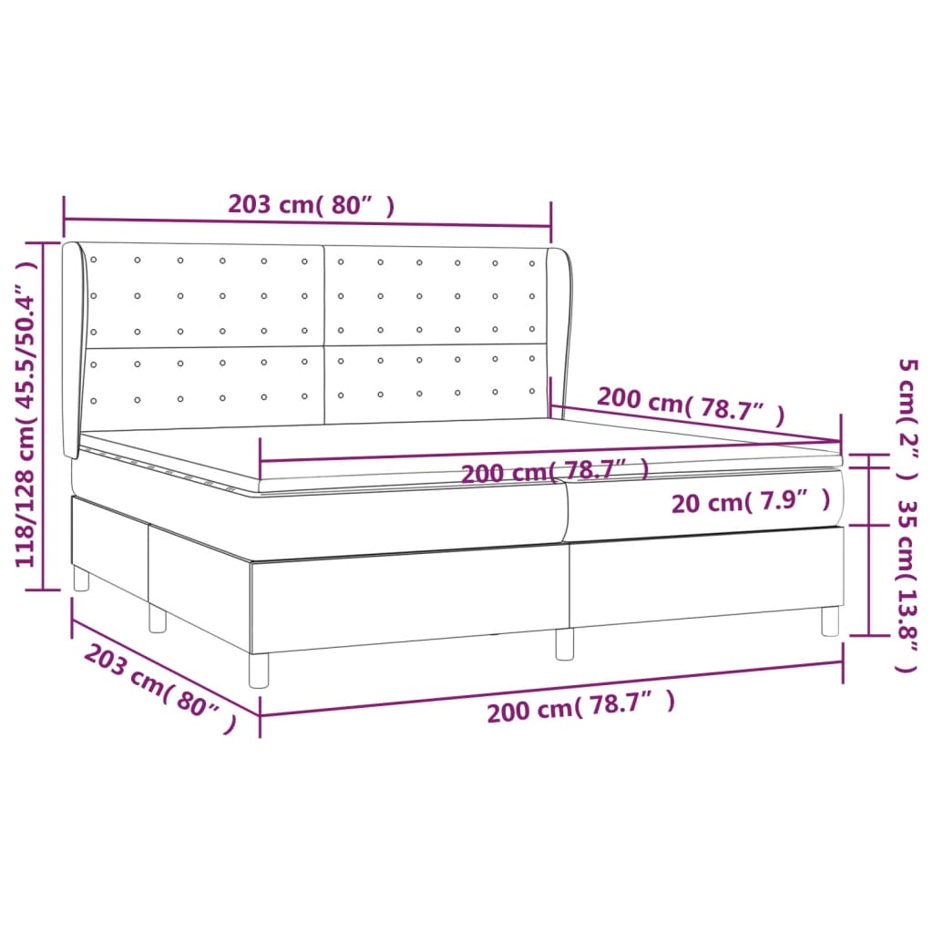 vidaXL Sommier à lattes de lit avec matelas Rose 200x200 cm Velours