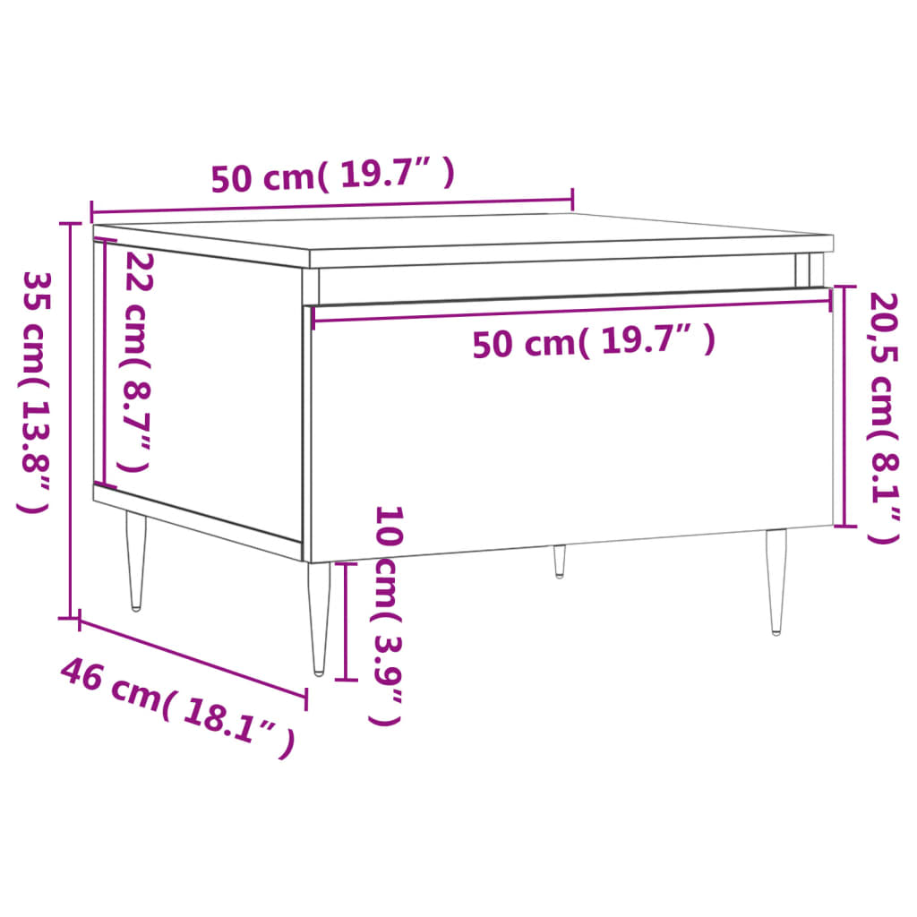 vidaXL Tables basses 2 pcs noir 50x46x35 cm bois d'ingénierie