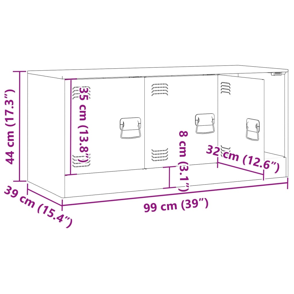 vidaXL Meuble TV blanc 99x39x44 cm acier