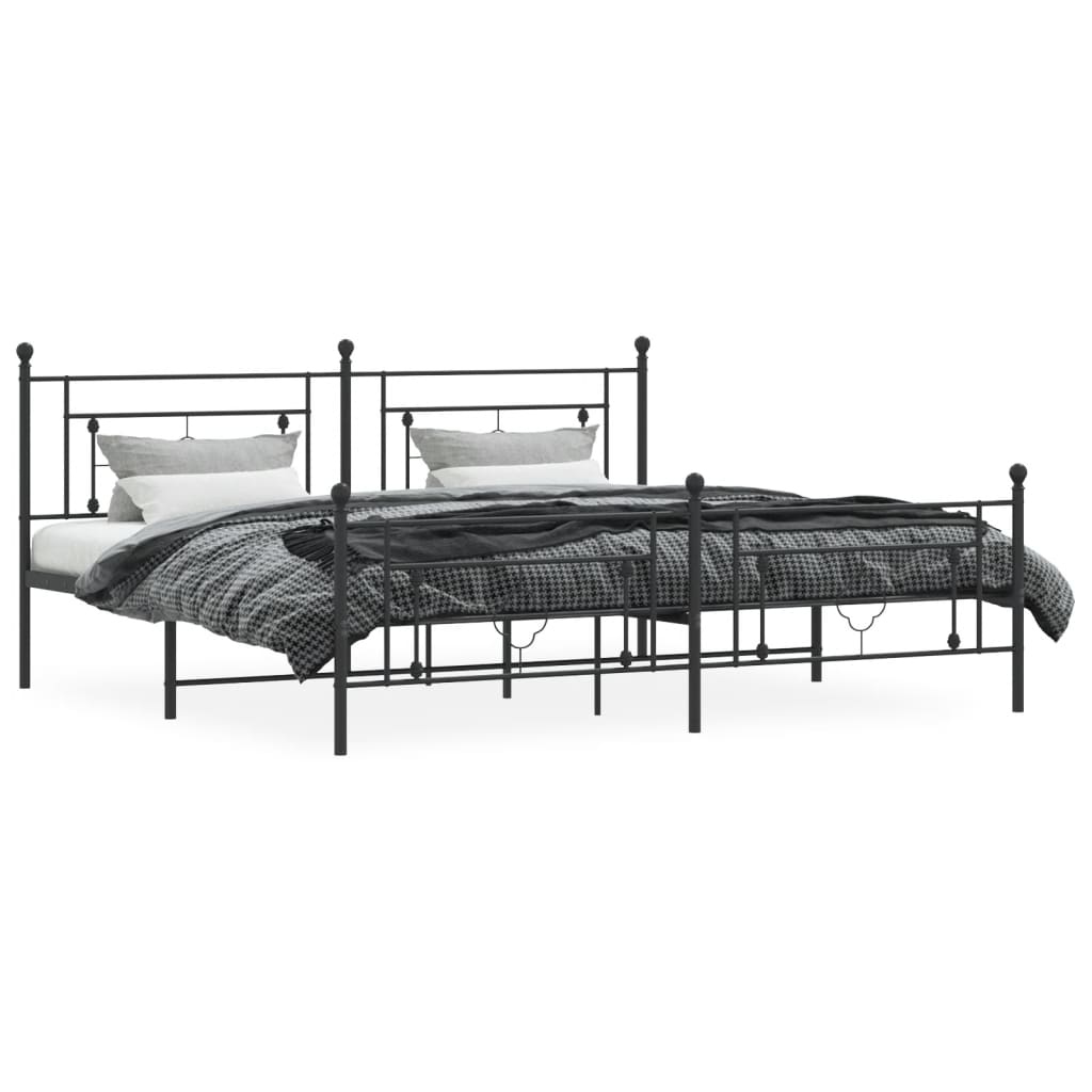 vidaXL Cadre de lit métal sans matelas avec pied de lit noir 200x200cm