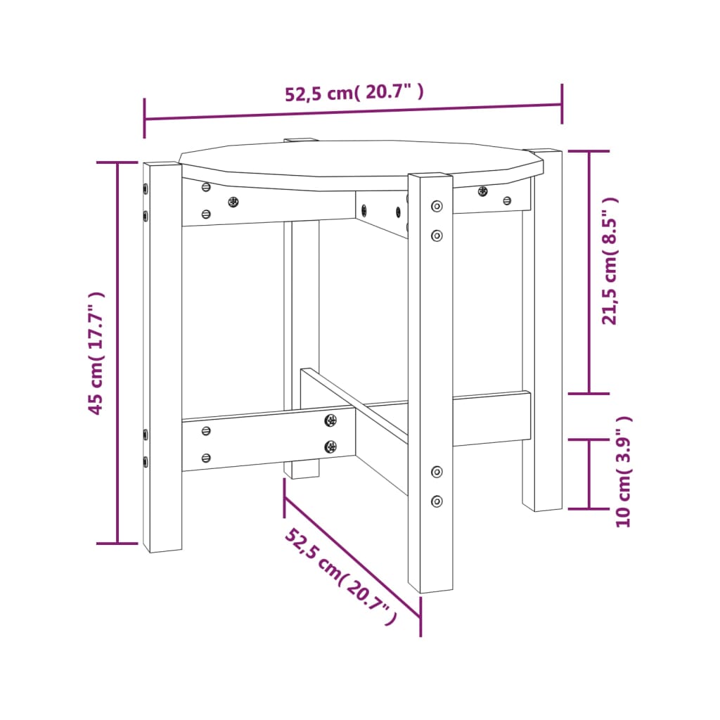 vidaXL Table basse Blanc Ø 52,5x45 cm Bois massif de pin