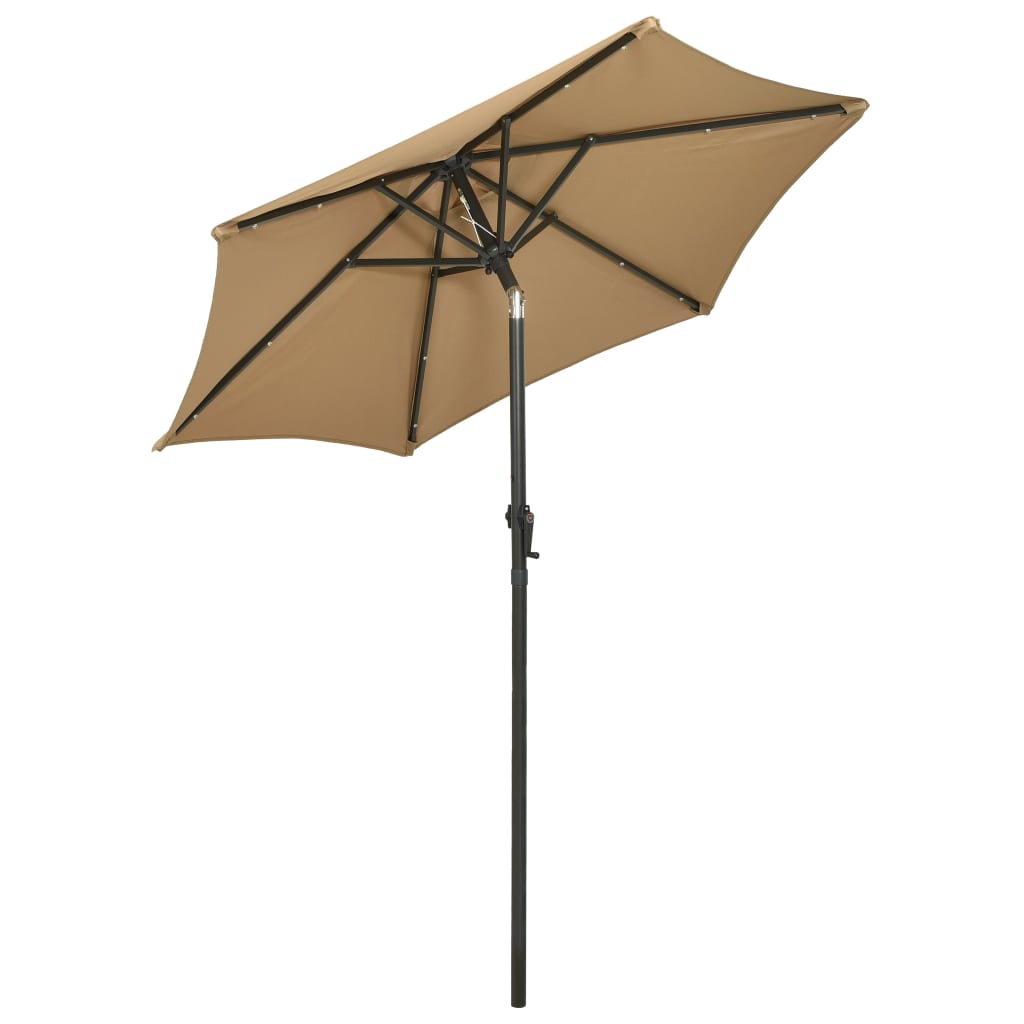 vidaXL Parasol de jardin avec lumières LED taupe 200x211 cm aluminium